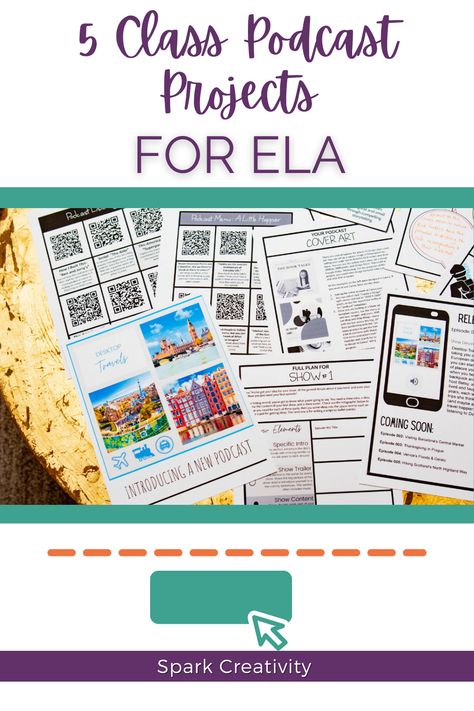 Are you looking for ways to target ELA skills in an engaging and relevant way? Try podcasting with your ELA students! Check out these 5 ideas for podcasting projects. They will get you thinking about the many ways to integrate podcasting into your ELA classroom. Check out this post and podcast for engaging ways to get your students podcasting while using their ELA skills in a new and relevant way. #creativeela #iteachela Project Based Learning Ideas, Design Thinking Process, English Ideas, Creative Lesson Plans, Teaching High School English, Secondary English, Ela Teacher, Ela Classroom, 5th Grade Reading