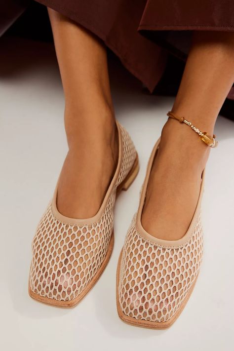 Coastline Mesh Flats | Free People Mesh Ballet Flats, Mesh Flats Outfit, Summer Shopping List, Europe 2024, Ballet Heels, Mesh Flats, Summer Shopping, Flats Outfit, Pointed Flats