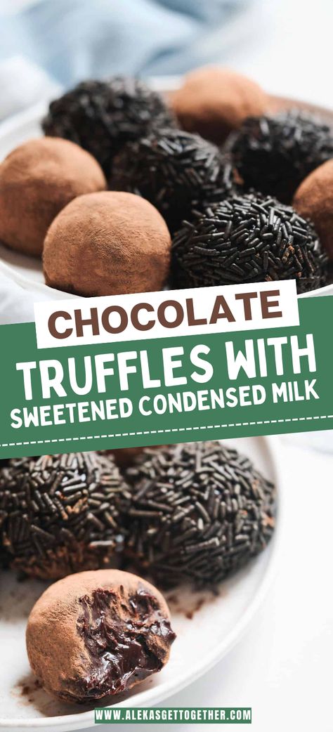 Candy Recipes Using Sweetened Condensed Milk, Truffles Made With Condensed Milk, Snacks With Sweetened Condensed Milk, Desserts To Make With Condensed Milk, Chocolate Fudge Sweetened Condensed Milk, Brazilian Truffles Condensed Milk, Two Ingredient Truffles, Easy Truffle Recipes 3 Ingredients, Chocolate Truffles With Condensed Milk