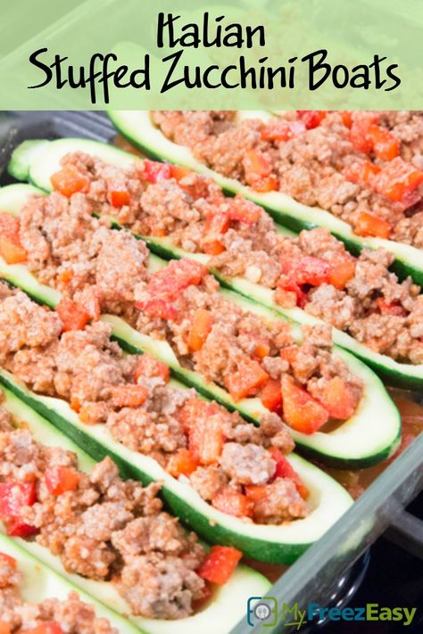 Italian Stuffed Zucchini Boats, Zucchini Boats Recipe, Beef Freezer Meals, Freezing Zucchini, Zucchini Boat Recipes, Stuffed Zucchini Boats, Stuffed Zucchini, Zucchini Boats, Nutritious Smoothies