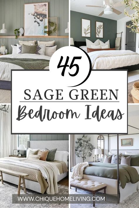 Bedroom Inspirations Master Sage Green, Sage Green Comforter Bedroom Ideas, Sage Grey Bedroom, Sage Green Bedroom Bedding, Bedroom With Sage Green Walls, Sage Bedroom Ideas Colour Palettes, Green Wall Design Bedroom, Green Bedrooms Walls, Sage Green Color Scheme Bedroom