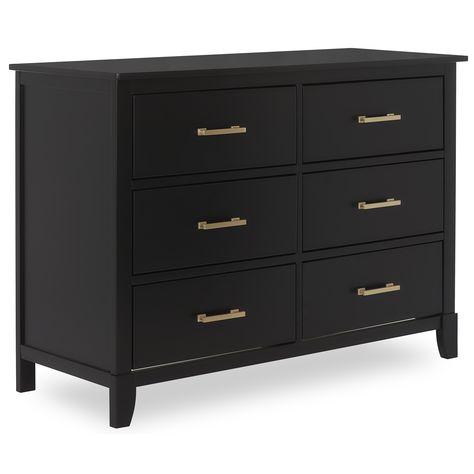 Dream On Me Universal Double Dresser in Black and Gold - Walmart.com Kids Bedroom Dresser, Childs Nursery, Baby Dresser, Dresser Bed, Six Drawer Dresser, Stylish Nursery, Kids Dressers, Bedroom Dresser, Double Dresser