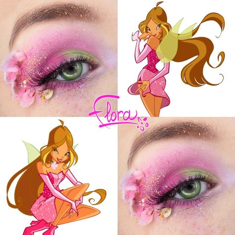 Winx Club Inspired Makeup, Winx Makeup, Smudged Liner, Fairy Eye Makeup, Winx Cosplay, Glittery Eyeshadow, Club Makeup, Pastel Eyeshadow, Makeup Charts