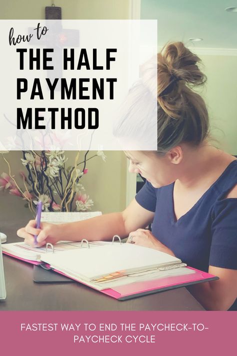 The half payment method is the easiest and fastest way to stop the paycheck-to-paycheck cycle. If you want to figure out how to end it once and for all, this will guide you through the exact process of implementing the half payment method.    #paycheck #budget #money Faire Son Budget, Money Saving Methods, Pay Off Debt, Saving Money Budget, Money Management Advice, Money Saving Plan, Money Saving Strategies, Living On A Budget, Budget Spreadsheet