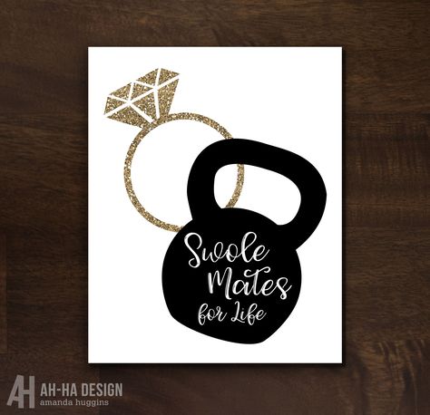 Swolemates For Life Printable Wedding Decor #etsy #weddings #fitnesswedding #swolematesprintable #swolematesforlife #weddingdecor https://etsy.me/2pFqhHK Fitness Wedding Theme, Gym Proposal Ideas, Gym Themed Wedding, Bridal Shower Gym Theme, Weightlifting Party Theme, Gym Wedding, 21st Birthday Decorations, Bridal Shower Planning, Wedding Printable