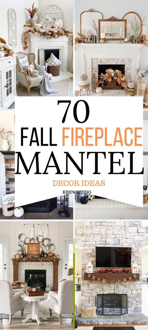 70 Fall Fireplace Mantel Decor Ideas How To Decorate Fireplace Mantel, Mantel Fall Decorating Ideas, Rustic Fireplace Mantels Decorations, Mantel Decorating Ideas With Mirror, Decorating Fireplace Mantels, Farmhouse Fireplace Mantel Decor, Fall Fireplace Mantel Decor, Black Fireplace Mantel, Fireplace Mantel Decor Ideas