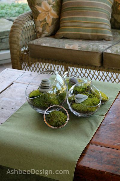 Glass Bowl Terrarium, Deco Spa, Moss Centerpieces, Moss Decor, Moss Terrarium, Moss Garden, Zen Decor, Moss Art, Front Porch Christmas Decor