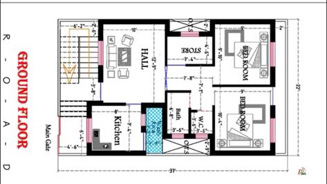 House Plan 3d, 1 Bedroom House Plans, North Facing House, 2bhk House Plan, Floor Planner, 1 Bedroom House, 2 Bedroom House Plans, 3d Home Design, 2 Bedroom House