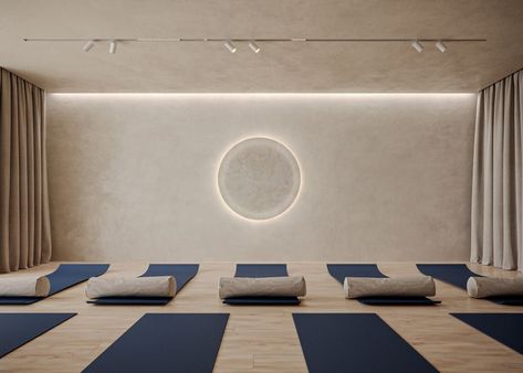 Holistic Yoga and meditation studio in Mallorca Limewash Wood, Earthy Boutique, Yoga Studio Interior, Yoga And Meditation Space, Spiritual Elements, Massage Room Design, Yoga Room Design, Holistic Design, Meditation Studio