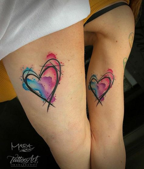 Heart Watercolor Tattoo, Watercolor Heart Tattoos, Fingerprint Tattoos, Mother Tattoos For Children, Pride Tattoo, Small Heart Tattoos, Heart Temporary Tattoos, Small Chest Tattoos, Mother Tattoos