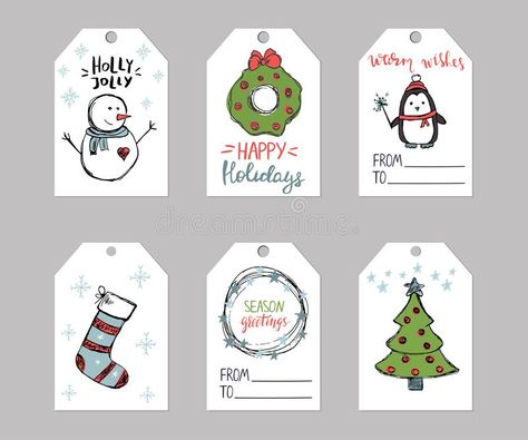 Christmas Gift Tags Template, Hand Drawn Elements, Gift Tag Template, Christmas Labels, Tag Template, Christmas Vectors, Cute Bear, Christmas Tag, Christmas Gift Tags