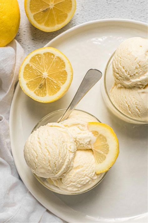 #IsLemonJuiceAndWaterGoodForYou Gf Deserts, Lemon Ice Cream Recipe, Rum Raisin Ice Cream, Gf Sweets, Clean Desserts, Healthier Sweets, Lemon Ice Cream, Lemon Ice, Peanut Butter Ice Cream