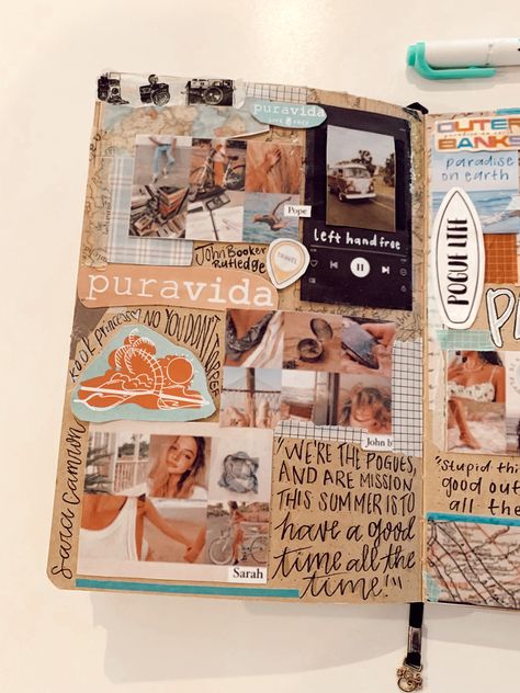 Beach Junk Journal, Outer Banks Journal, Scrapbook Spreads, Friends Journal, Scrapbook Inspo, Friend Scrapbook, Ideas Journal, Banks Journal, Scrap Books