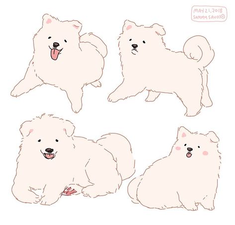 sammy savos on Instagram: “two of three commissions for @andywaffles ! #samoyed #samoyeds #puppy #puppies #dog #dogs #commission #commissions #art” Chibi Dog, Anime Puppy, Dog Design Art, Cute Dog Drawing, Puppy Pose, Samoyed Puppy, Puppy Drawing, Custom Pet Art, Puppy Art