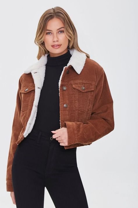 Cropped Curdoroy Jacket Outfit, Brown Sherpa Jacket Outfit, Corduroy Jacket Outfit Womens, Brown Corduroy Jacket Outfit, Western Rodeo Outfits, Corduroy Jacket Outfit, Brown Sherpa Jacket, Sherpa Jacket Outfit, Corduroy Outfit