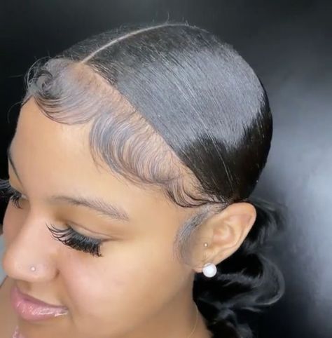 Side Part Slick Back Bun Natural Hair, Locs Weave, Girl Locs, Weave Braids, Slick Ponytail, Sleek Ponytail Hairstyles, Edges Hair, Curls Hairstyles, Natural Afro Hairstyles