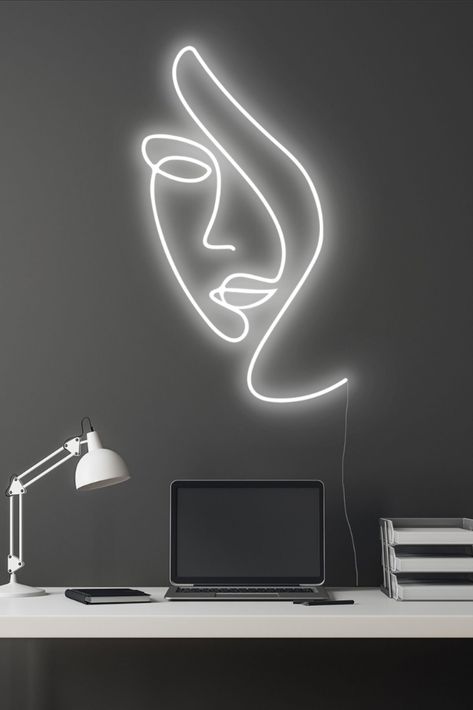 Face Neon Sign, Neon Light Wall Decor, Woman Face Art, Exhibition Signage, Neon Ideas, Art Neon Sign, Business Decoration, Commercial Signs, Everyday Decor