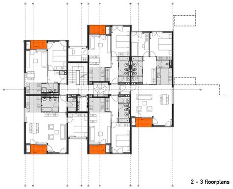 dekleva gregorič arhitekti // housing L Koshino House, Residential Building Plan, Hotel Floor Plan, Hotel Floor, Block Of Flats, Collective Housing, Architecture Panel, Compact House, Apartment Floor Plans