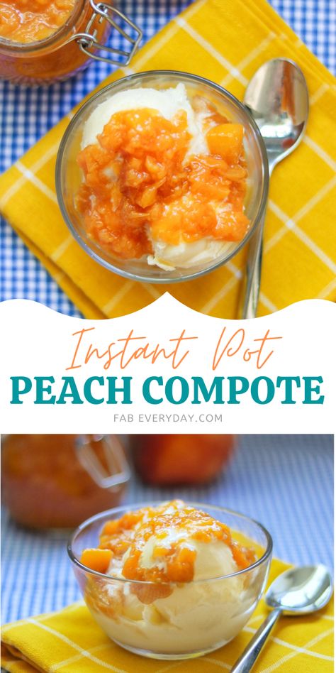 Instant Pot Peach Recipes, Stewed Peaches Recipe, Peach Compote Recipe, Stewed Peaches, Peaches Baked, Peach Ideas, Cupcake Filling, Instant Pot Stew, Instant Meals