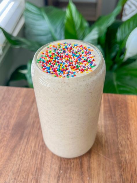 Sugar Cookie Protein Shake - Peanut Butter and Jilly Sugar Cookie Protein Shake, Kids Protein Shake, Cookie Protein Shake, Protein Shakes For Kids, Diy Sugar Cookies, Clean Eating Protein, Protein Shake Ingredients, Eating Protein, Pea Protein Powder