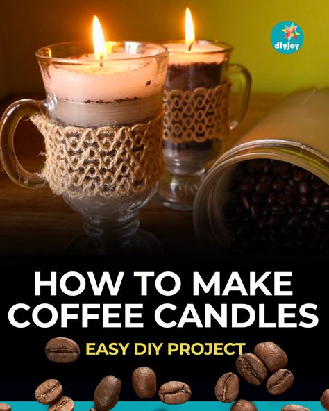 Have some coffee and used candles at home? Turn them into these aromatic coffee-scented candles! Find the instructions here. Coffee Wax Melts Diy, Diy Coffee Candle How To Make, Candle Making Essential Oils, Candle With Coffee Beans, Coffee Scented Candles Diy, Coffee Ground Candles Diy, Coffee Candle Diy, How To Make Candles Scented, Gel Candles Ideas