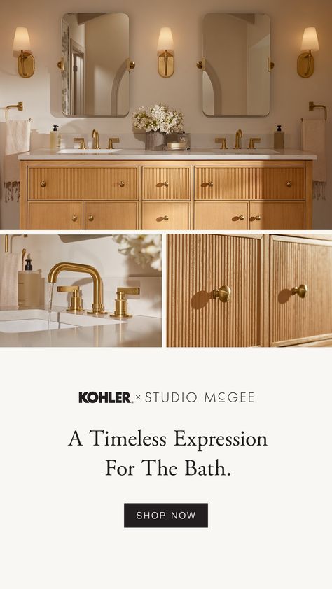 KOHLER Studio Mcgee Mirrors, Mixed Metals Bathroom, Prospect House, Mosaic Tile Designs, Primary Bath, Metal Bathroom, Primary Bathroom, Shower Surround, Studio Mcgee