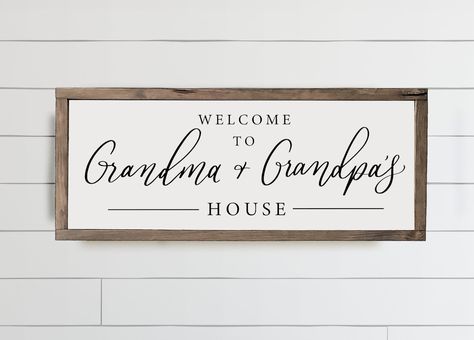 Welcome to Grandma & Grandpa's House Sign | Entryway sign | Farmhouse signs | Living room sign | New Home Owner | Gift from Realtor | Living Room Sign | Grandparents Sign Grandma And Grandpa Signs, Grandparents House Sign, Grandparents Sign, Grace Sign, Grandma Sign, New Home Owner, Entryway Signs, Market Sign, Home Owner