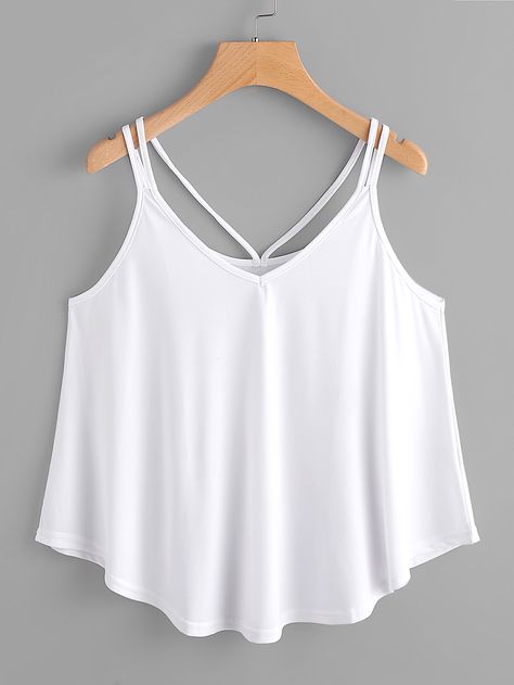 Shop Strappy Cami Top online. SheIn offers Strappy Cami Top & more to fit your fashionable needs. Everyday Cami Tops With Adjustable Straps, White Spaghetti Strap Tops With Adjustable Straps, Casual White Strappy Camisole, White Fitted Strappy Tank Top, White Strappy Tank Top With Built-in Bra, Tank Top Cami, Cami Tops, Teen Fashion Outfits, Teen Fashion