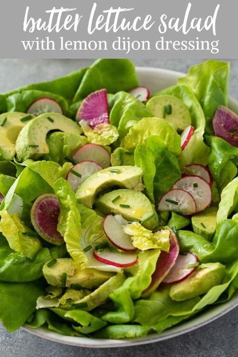 Lemon Dijon Dressing, Southwest Salad Recipe, Butter Lettuce Salad, Asian Salad Recipe, Warm Salad Recipes, Lettuce Salad Recipes, Lettuce Recipes, Dijon Dressing, Butter Lettuce