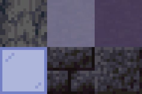 Minecraft Medieval Block Palette, Blue Minecraft Palette, Minecraft Dark Block Palette, Purple Block Pallet Minecraft, Minecraft Color Combinations, Dark Minecraft Palette, Minecraft Palette Ideas, Minecraft Building Palletes, Deepslate Pallete Minecraft