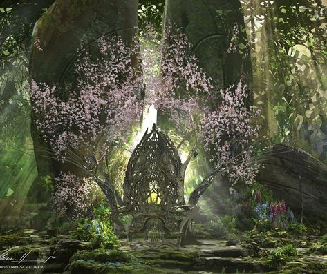 Seelie Court, Maleficent Movie, Disney Au, Wood Elf, Throne Room, Disney Live Action, Fantasy Places, Modern Fantasy, Fairy Angel