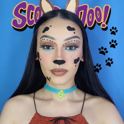 By IG: Karyna_make.up Scooby Makeup Halloween, Scooby Doo Costume Makeup, Scooby Doo Halloween Makeup, Scooby Doo Makeup Dog, Scooby Doo Face Paint, Scooby Doo Makeup Looks, Scooby Makeup, Dog Makeup Women, Scooby Doo Makeup