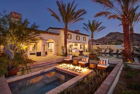 The new homes at The Villas of Mirada in Rancho Mirage won’t be completed until next year, but they’ve already received their first accolade. Rancho Mirage California, California Room, Spanish Mediterranean, Landscaping Inspiration, Rancho Mirage, Resort Pools, Desert Garden, Fire Features, Tuscan Style