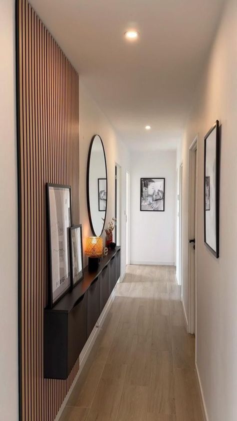 Hallway Ideas Long, Long Corridor Ideas, Long Narrow Entryway Ideas, Long Hallway Decorating, Long Entryway Ideas, Home Ideas Decoration, Doorway Ideas, Long Hallway Ideas, Home Modern Decor