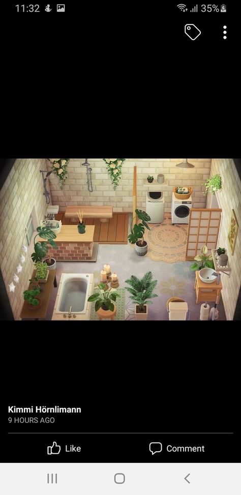 Restroom Refuge Animal Crossing, Animal Crossing Beginner House, Acnh House Decor, My House Animal Crossing, Cave Animal Crossing, Anch House Exterior Ideas, Acnh Motel Ideas, Animal Crossing Culdesac Ideas, Acnh House Ideas Living Room