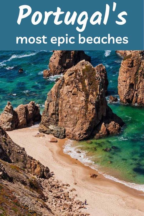 15 beaches in Portugal that will blow your mind (+ map) | CosmopoliClan In need of some beach inspiration? We've visited dozens of Portuguese beaches and selected the best ones. Check out the most dreamy beaches in Portugal. Beaches in Portugal | Portugal beach guide | Portuguese beaches | Portugal vacation | Algarve beaches | Lisbon beaches Lisbon Beaches, Best Beaches In Portugal, Evora Portugal, Beach Europe, Madeira Beach Florida, Northern Portugal, Portugal Beach, Portugal Vacation, Portugal Travel Guide