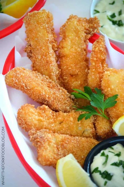 Gluten Free Fish Sticks from What The Fork Food Blog Gluten Free Fish Sticks, What The Fork, Gf Meals, Gluten Free Fish, Pain Sans Gluten, Gluten Free Main Dishes, Gluten Free Kids, Fish Sticks, Healthier Eating