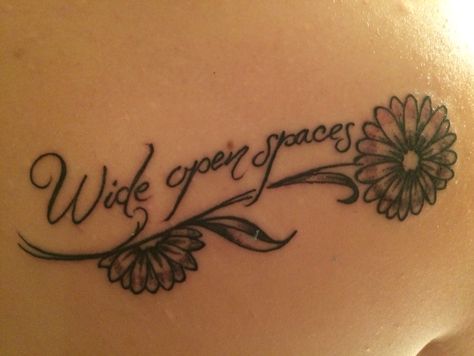 Dixie chick tattoo Wide open spaces Wide Open Spaces Tattoos, Dixie Chicks Tattoo, Chick Tattoo, Dixie Chicks, Wide Open Spaces, Space Tattoo, My Tattoo, Open Spaces, Tattoo Shop