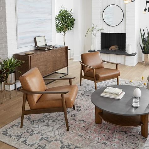 Leather Chair Living Room, Chair Inspiration, Mid Century Living Room, Mid Century Modern Living, Mid Century Modern Living Room, Mid Century Modern Decor, Mid Century Chair, Decoration Inspiration, Living Room Inspo