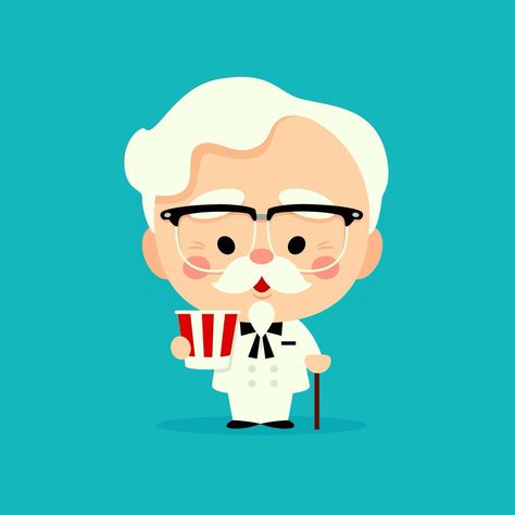 Spanish Teacher Classroom, National Fried Chicken Day, Jerrod Maruyama, Colonel Sanders, Illustration Art Design, Geek Art, Wooden Dolls, Classic Films, Freelance Illustrator