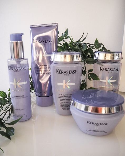 Hair Care For Blonde Hair, Blonde Hair Care Products, Kerastase Aesthetic, Kerastase Hair Products, Blonde Hair Products, Kerastase Products, Products For Blonde Hair, Kerastase Blond, Thicker Stronger Hair