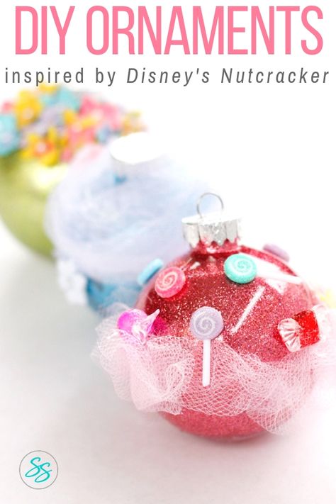 Create these easy DIY Nutcracker inspired ornaments based on the film Disney's Nutcracker and the Four Realms. #disneysnutcracker #diy #diyornaments #diyholiday #diychristmas #disneychristmas #nutcrackerornaments #diynutcrackerornaments The Nutcracker And The Four Realms Art, Nutcracker Ballet Ornaments Diy, Nutcracker Christmas Ornaments Diy, Nutcracker Diy Ornaments, Nutcracker Ornaments Diy Kids, Nutcracker Ballet Crafts, Nutcracker Fundraiser, Diy Nutcracker Ornament, Nutcracker Ornaments Diy