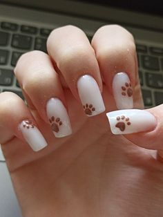 Paw Print Nails, Elegant Touch Nails, Art Deco Nails, Gel Nail Art Designs, Cute Simple Nails, Spring Nail Designs, Gel Nails Diy, Her Nails, Pretty Nail Art Designs