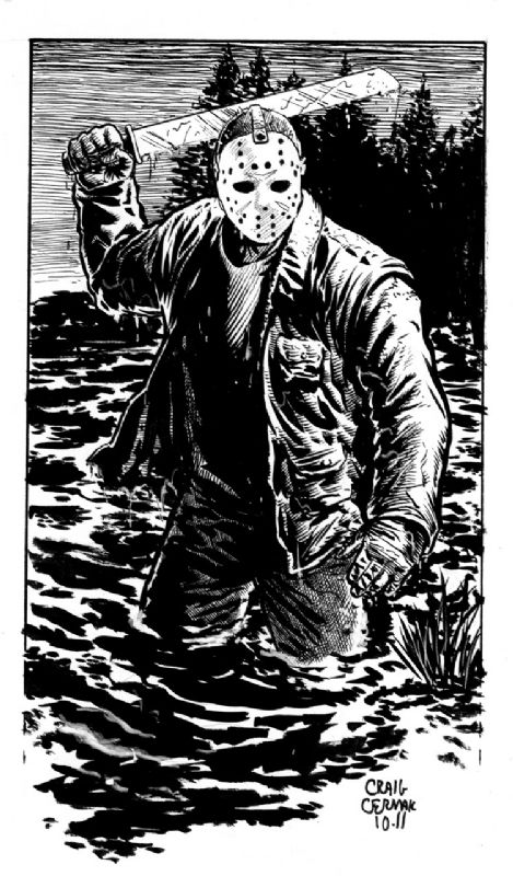 Jason by Craig Cermak Friday The 13th Humor, 13th Party Ideas, Funny Friday The 13th, Friday The 13th Wallpaper, Friday The 13th Aesthetic, Friday The 13th Party Ideas, Friday The 13th Party, Jason Voorhees Drawing, Jason Drawing