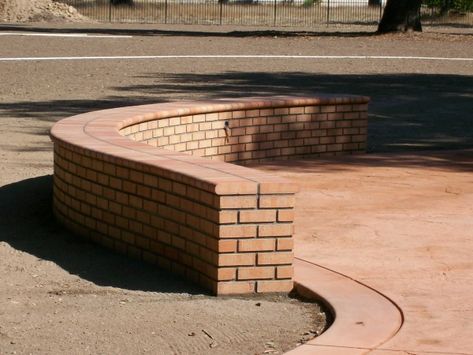 Rose Masonry and Concrete 133 Brick Pavilion, Brick Bench, Elementary School Architecture, Brick Detail, Street Furniture, Parking Design, Skate Park, School Architecture, Outdoor Bench