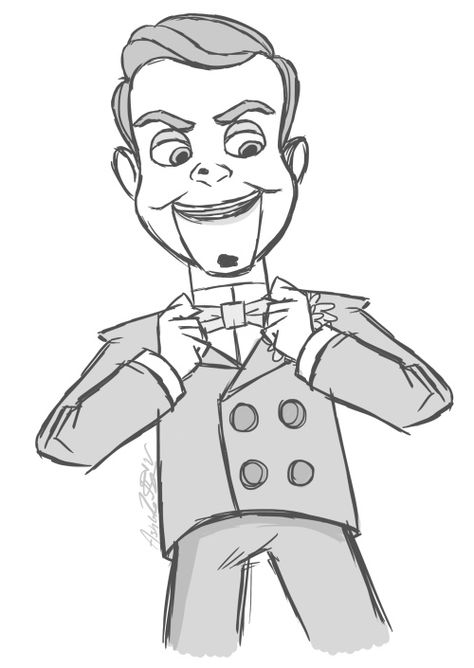 Slappy the Dummy Drawing                                                                                                                                                                                 More Slappy The Dummy Costume, Slappy The Dummy Tattoo, Dummy Drawing, Goosebumps Drawings, Slappy Goosebumps Pumpkin, Creepy Statues, Goosebumps Artwork, Goosebumps Coloring Pages, Goosebumps Birthday