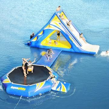 Buy inflatable water park to your home that brings so much fun and quirk. Lake Toys, Water Trampoline, Lake Fun, Inflatable Water Park, Waterpark, Inflatable Pool, Floating In Water, Water Slide, Inflatable Water Slide