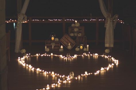 Proposal setting Night/candles/ lights Backyard Proposal Ideas Night, Candles Proposal, Candlelit Proposal, Candlelight Proposal, Night Time Engagement, Hoco Boards, Proposal Setting, Proposal Candles, Dream Proposal