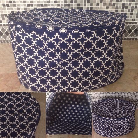 This is an oval crock pot cover in navy blue and white pattern print. Crockpot Cover Pattern, Crockpot Cover Diy, Warren Ohio, Car Seat Pillow, Seat Pillow, Toaster Cover, Bags Sewing, Sewing To Sell, Household Sewing