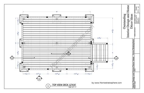 12x16 Deck with Stairs Plan_Page_04 Stairs Plan, Deck With Stairs, Floating Deck Plans, Free Deck Plans, Beach House Deck, Deck Design Plans, Elevated Deck, Wood Deck Railing, Outdoor Woodworking Plans